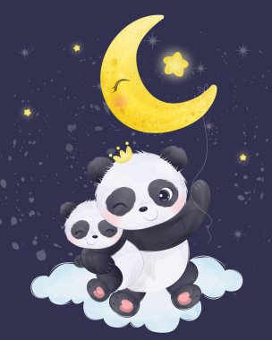 Sevimli anne ve bebek panda