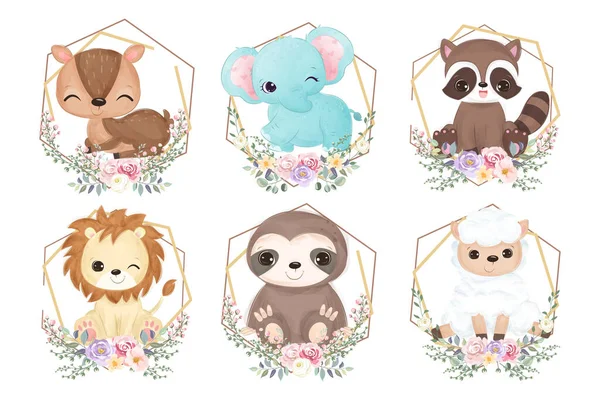 adorable animals illustration in watercolor for personal project