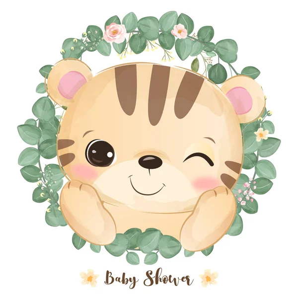 Mignon Bébé Tigre Illustration — Image vectorielle