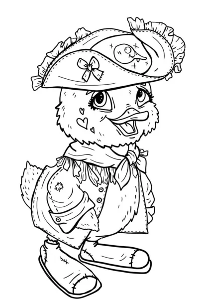 Lindo Personaje Dibujos Animados Chaqueta Botones Amable Capitán Pato Con — Archivo Imágenes Vectoriales