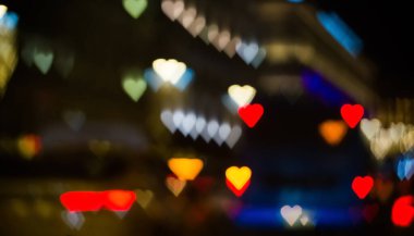 Romantik çok renkli kalp soyut sevgililer günü arkaplanı bokeh