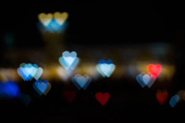 Romantik çok renkli kalp soyut sevgililer günü arkaplanı bokeh