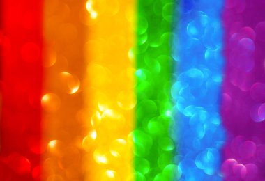 Çok renkli Bokeh 'in bulanık gökkuşağı arkaplanı. Lgbt bayrağı