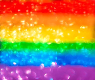 Çok renkli Bokeh 'in bulanık gökkuşağı arkaplanı. Lgbt bayrağı