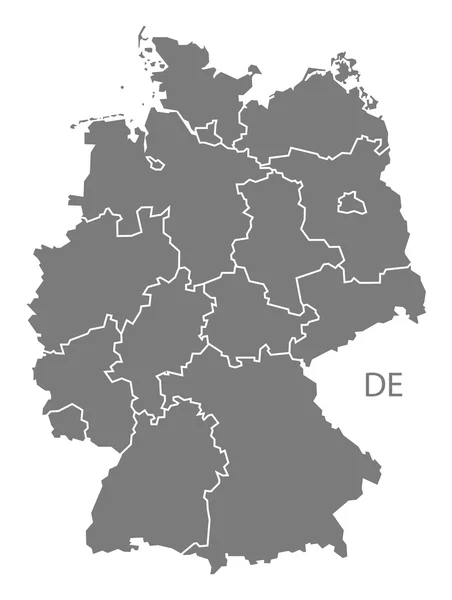 Tyskland karta grå isolerade — Stock vektor
