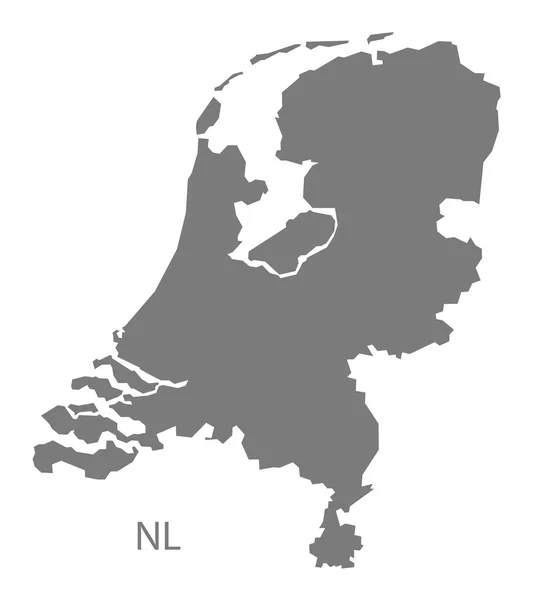 Niederlande Karte grau isoliert — Stockvektor