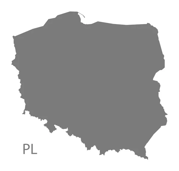 Polska mapa szary na białym tle — Wektor stockowy