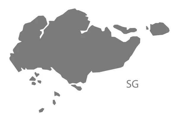 Singapour Carte gris isolé — Image vectorielle