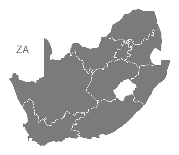 分離された州グレー南アフリカ共和国地図 — ストックベクタ