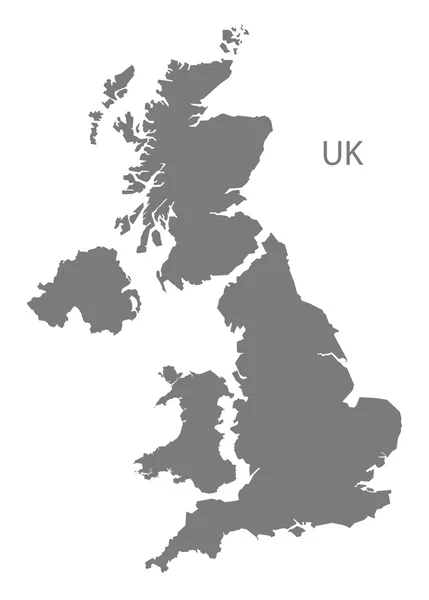 İngiltere harita izole gri — Stok Vektör