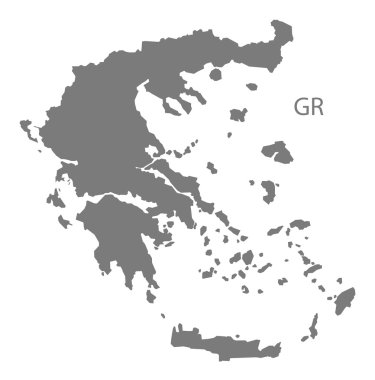 Yunanistan Haritası gri