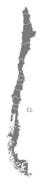 Şili bölgeler harita gri