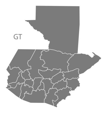 Guatemala bölümler harita gri