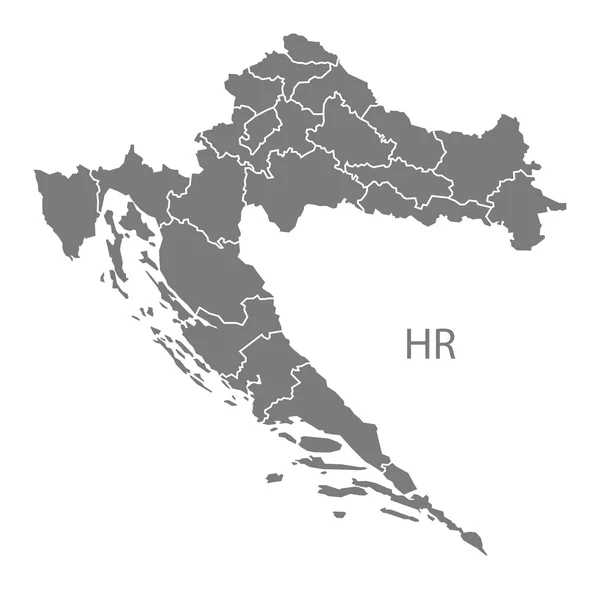 Karte der kroatischen Landkreise grau — Stockvektor