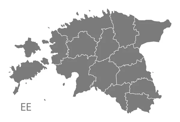 Estonia counties Map grey — Stock Vector