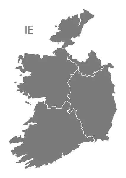 Karte irland provinzen grau — Stockvektor