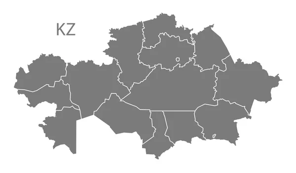 Kazachstán provincií mapu šedá — Stockový vektor