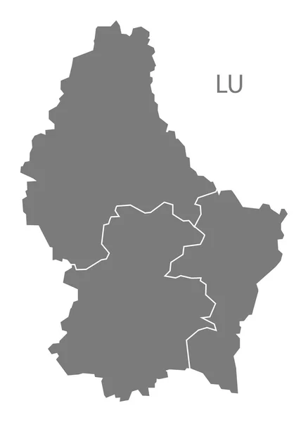 Luxemburgo distritos Mapa cinzento — Vetor de Stock