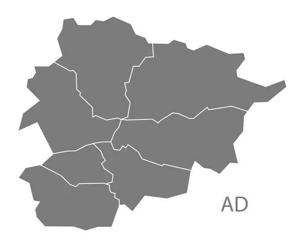 Andorra Mapa cinzento —  Vetores de Stock