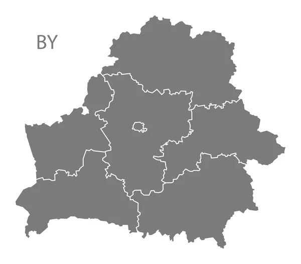 Belarus regions Mapa cinza —  Vetores de Stock