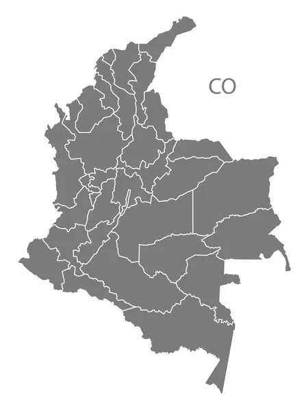 Colombia departamentos Mapa gris — Vector de stock