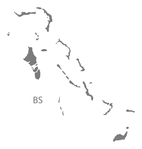 Bahamas Mapa cinzento — Vetor de Stock