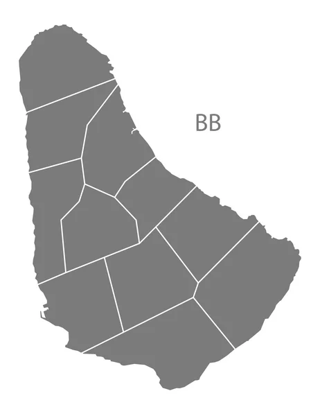 巴巴多斯区域地图灰色 — 图库矢量图片