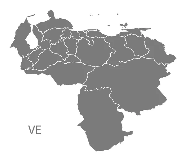 Venezuela stati federali Mappa grey — Vettoriale Stock