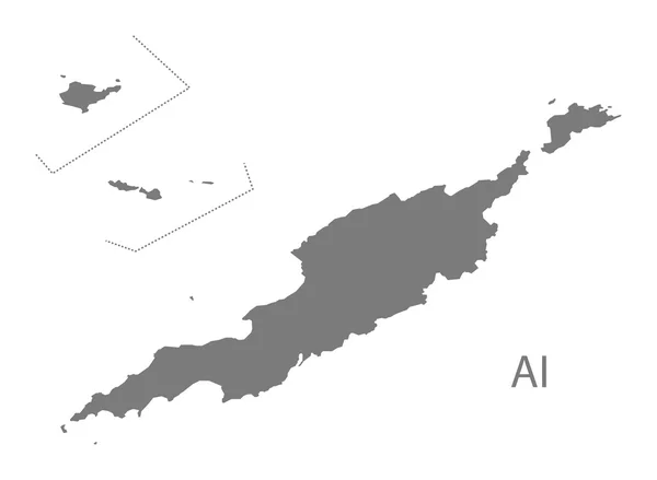 Anguila Mapa gris — Archivo Imágenes Vectoriales