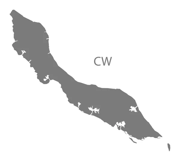 Curaçao mapa cinza —  Vetores de Stock