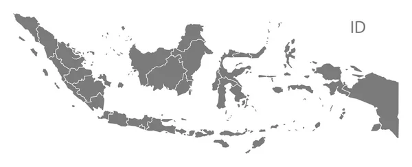 Indonesien Provinzen Karte grau — Stockvektor