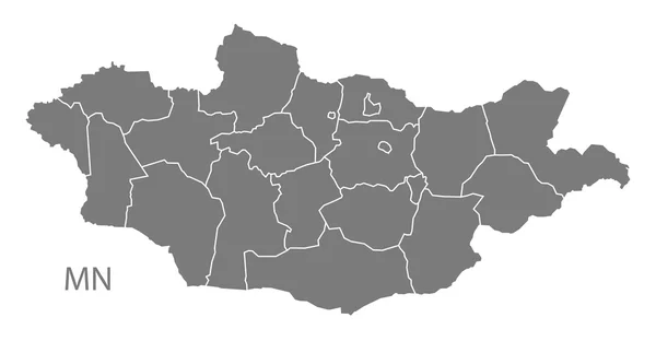 Mongolia provincias Mapa gris — Archivo Imágenes Vectoriales