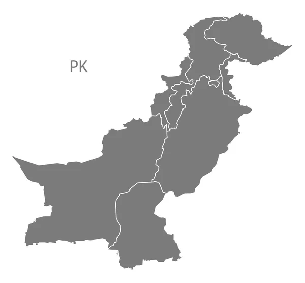 Pákistán provincií mapu šedá — Stockový vektor