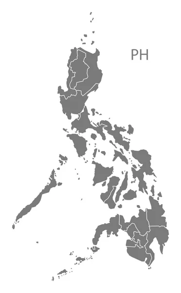 Filipinas regiões mapa cinza —  Vetores de Stock