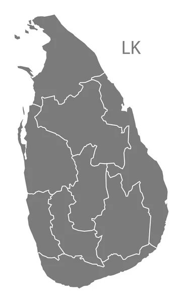Sri Lanka províncias mapa cinza — Vetor de Stock