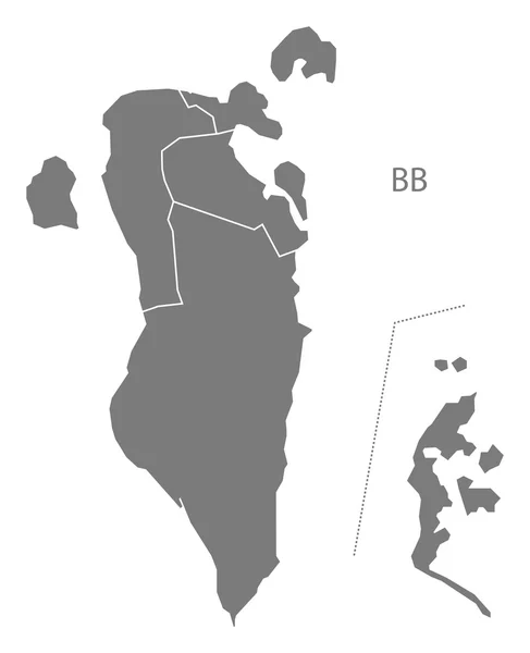巴林省份地图灰色 — 图库矢量图片