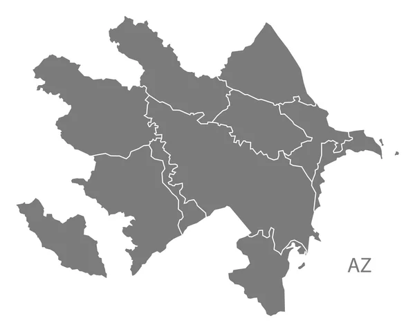 Azerbaijão regiões mapa cinza —  Vetores de Stock