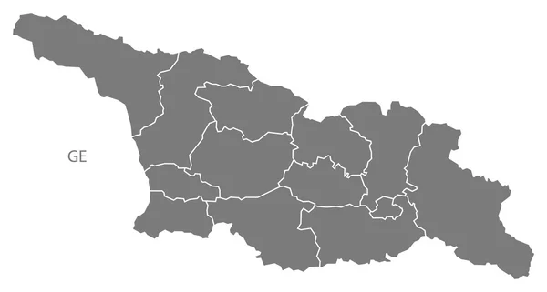 Georgien provinserna karta grå — Stock vektor