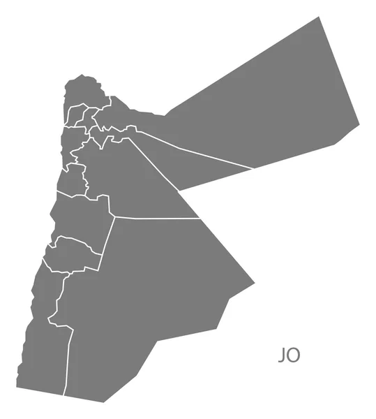 Jordan İlleri harita gri — Stok Vektör