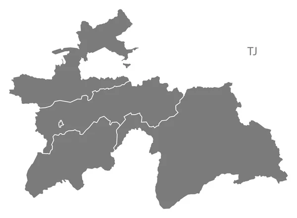 Τατζικιστάν επαρχίες χάρτη γκρι — Διανυσματικό Αρχείο