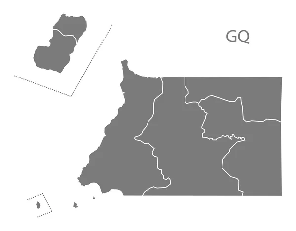 Guinea Ecuatorial provincias Mapa gris — Vector de stock