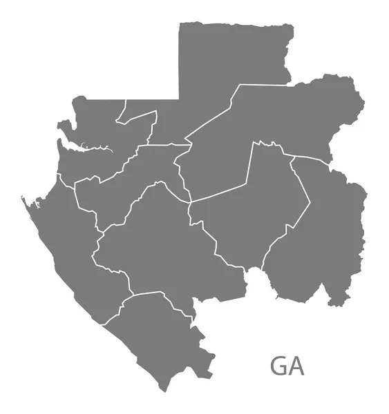 Gabon prowincje mapę szary — Wektor stockowy