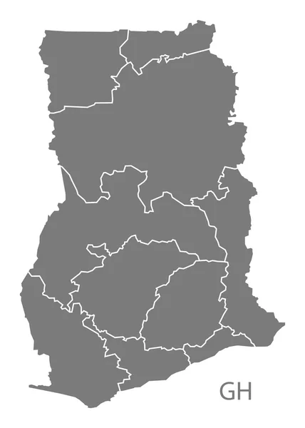 ガーナの地域マップ グレー — ストックベクタ
