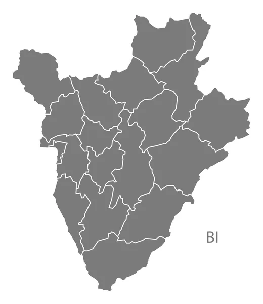 Burundi provinces harita gri — Stok Vektör