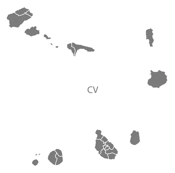 Municípios de Cabo Verde Mapa cinzento —  Vetores de Stock