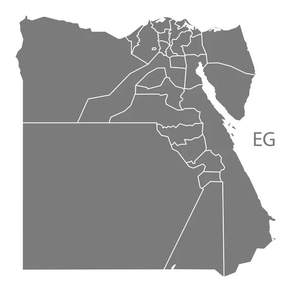 Egitto governatorati Mappa grey — Vettoriale Stock