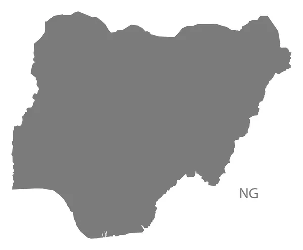 Nigeria karte grau — Stockvektor