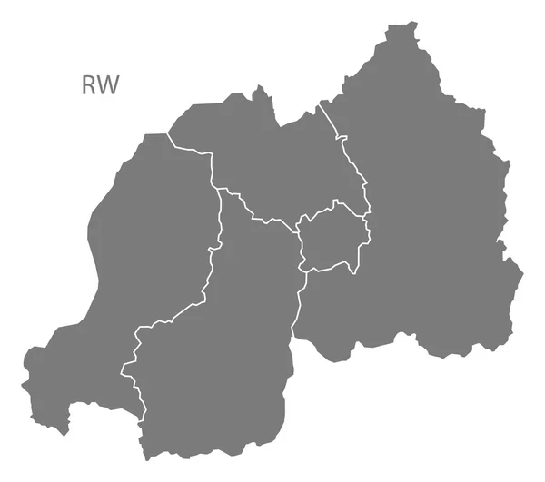 Rwanda provincií mapu šedá — Stockový vektor