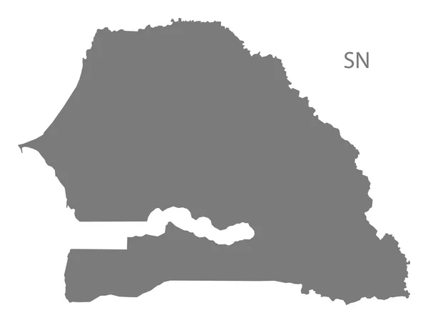 Senegal Mapa cinza — Vetor de Stock