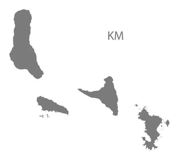 Comores Mapa cinzento — Vetor de Stock